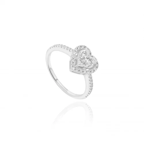 Anello Cuore Pavè con Diamanti