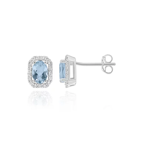 Orecchini con Acquamarina e Diamanti