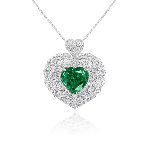 Pendente Cuore con Smeraldo e Diamanti