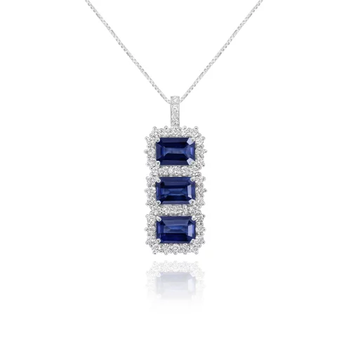 Pendente Trilogy con Zaffiri e Diamanti