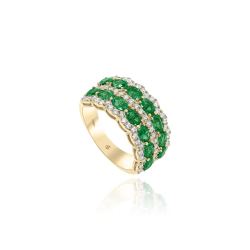 Anello Con Smeraldi e Diamanti