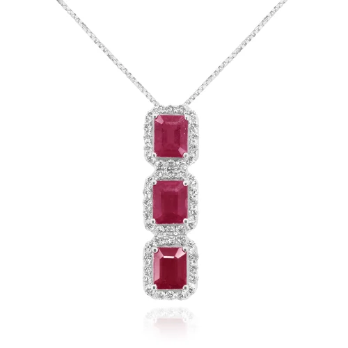Pendente Trilogy con Rubini e Diamanti