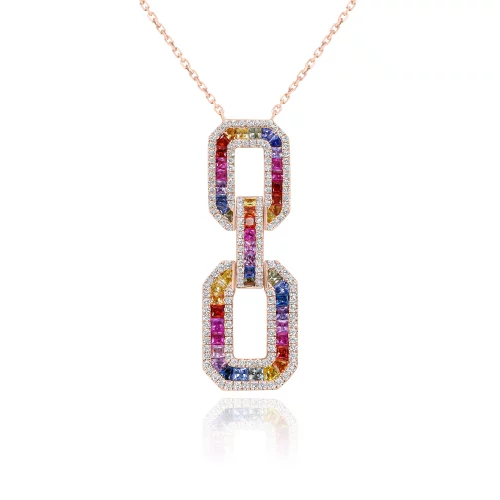 Pendente con Zaffiri Multicolor e Diamanti