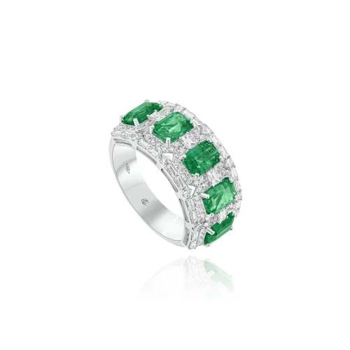 Anello con Smeraldi e Diamanti