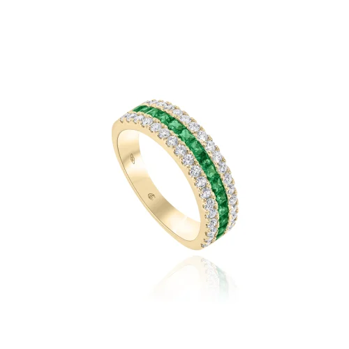 Anello Con Smeraldi e Diamanti