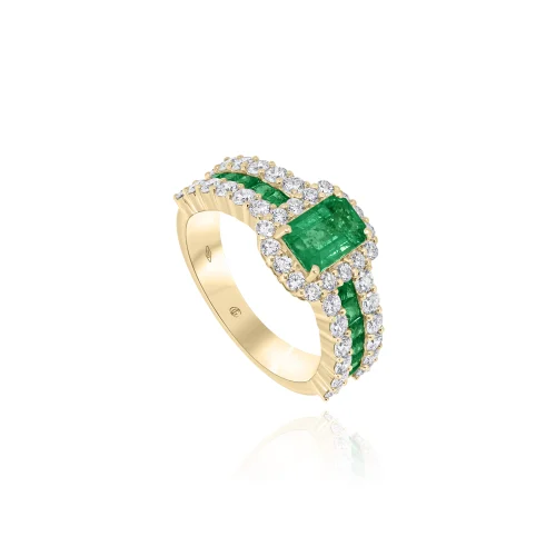 Anello Con Smeraldi e Diamanti