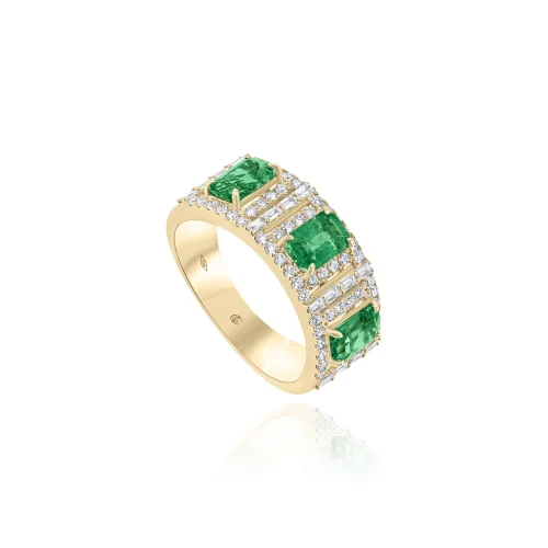 Anello Con Smeraldi e Diamanti