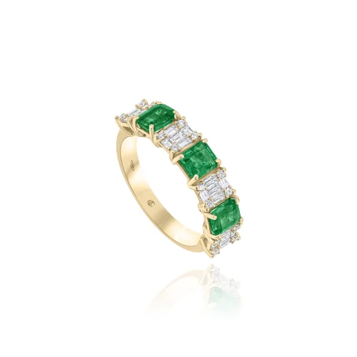 Anello Con Smeraldi e Diamanti