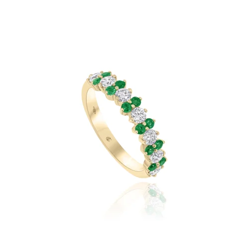 Anello Con Smeraldi e Diamanti